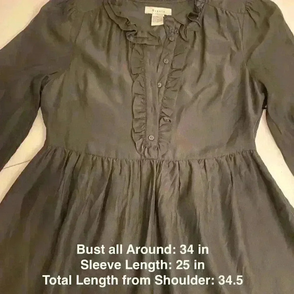 Gracie 100% Silk Mini Dress with Ruffle Collar Size Medium - Picture 6 of 6